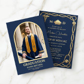 Luxury Navy & Gold Medical Graduation Invitation 招待状