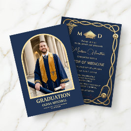 Luxury Navy & Gold Medical Graduation Invitation 招待状