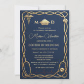 Luxury Navy & Gold Medical Graduation Invitation 招待状 (正面)