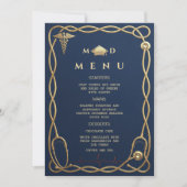 Luxury Navy & Gold Medical Menu Graduation 招待状 (正面)