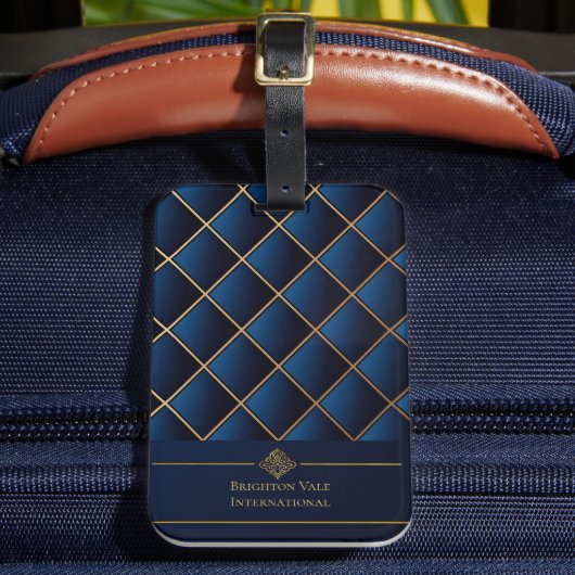 Luxury Navy Gold Personalized Luggage Tag ラゲッジタグ (正面インサイチュ2)