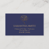 Luxury Navy & Gold Pet Sitter Business Card | Eleg 名刺 (正面)