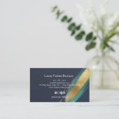 Luxury Navy Gold Teal Watercolor Business Card 名刺 (スタンド正面)