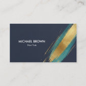 Luxury Navy Gold Teal Watercolor Business Card 名刺 (裏面)
