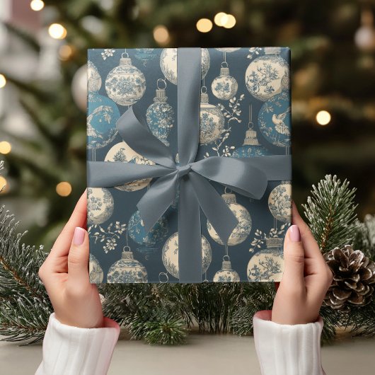 Luxury Navy & Gold Toile Ornament ラッピングペーパー