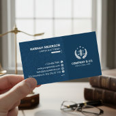 Luxury Navy Leather Look Attorney Business Card  名刺
