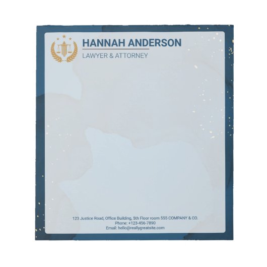 Luxury Navy Look Attorney Logo, for Legal Professi ノートパッド (正面)