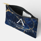 Luxury Navy Marble Gold Monogram Business Branding アクセサリーポーチ (見開き)