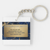 Luxury Navy Marble Gold Monogram Business Branding キーホルダー (裏面)