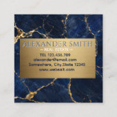 Luxury Navy Marble Gold Monogram Business Branding スクエア名刺 (裏面)