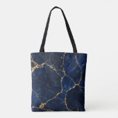Luxury Navy Marble Gold Monogram Business Branding トートバッグ (裏面)