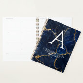 Luxury Navy Marble Gold Monogram Business Branding プランナー手帳 (ディスプレー)
