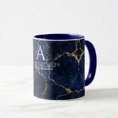 Luxury Navy Marble Gold Monogram Business Branding マグカップ (正面右)