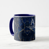 Luxury Navy Marble Gold Monogram Business Branding マグカップ (正面左)