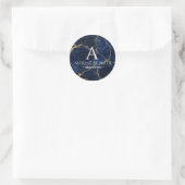 Luxury Navy Marble Gold Monogram Business Branding ラウンドシール (バッグ)