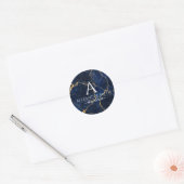Luxury Navy Marble Gold Monogram Business Branding ラウンドシール (封筒)