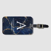 Luxury Navy Marble Gold Monogram Business Branding ラゲッジタグ (正面横)
