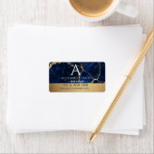 Luxury Navy Marble Gold Monogram Business Branding ラベル (インサイチュ)