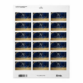 Luxury Navy Marble Gold Monogram Business Branding ラベル (フルシート)