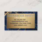 Luxury Navy Marble Gold Monogram Business Branding 名刺 (裏面)