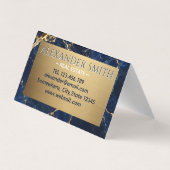 Luxury Navy Marble Gold Monogram Business Branding 名刺 (裏面)