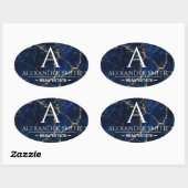 Luxury Navy Marble Gold Monogram Business Branding 楕円形シール (シート)