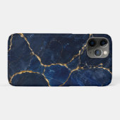 Luxury Navy Marble Gold Monogram Business Branding Case-Mate iPhoneケース (裏面(横))