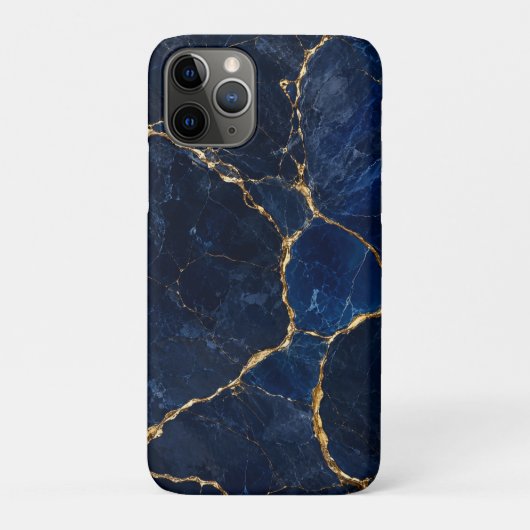 Luxury Navy Marble Gold Monogram Business Branding Case-Mate iPhoneケース (裏)
