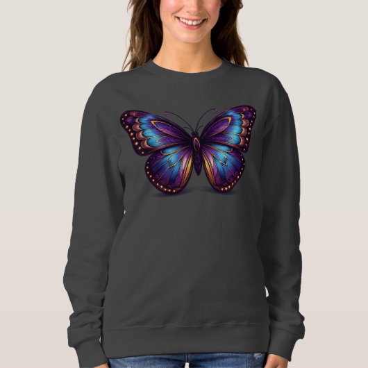 Luxury Neon Butterfly Women’s スウェットシャツ (正面)