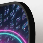 Luxury Neon Chrome Initial Monogram Retro  ピックルボールラケット (左詳細)