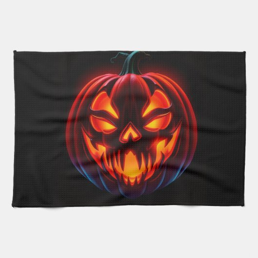 Luxury Neon Pumpkin Halloween Kitchen Towel キッチンタオル (横)