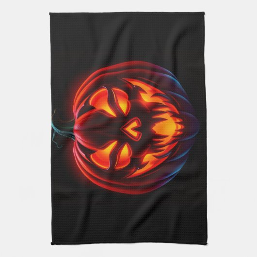 Luxury Neon Pumpkin Halloween Kitchen Towel キッチンタオル (縦)