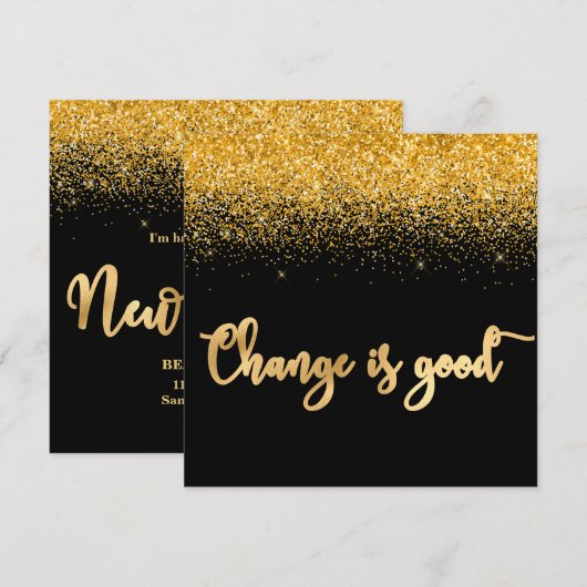 Luxury New Home Address Gold Glitter Announcement  案内状 (正面/裏面)