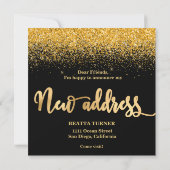 Luxury New Home Address Gold Glitter Announcement  案内状 (裏面)