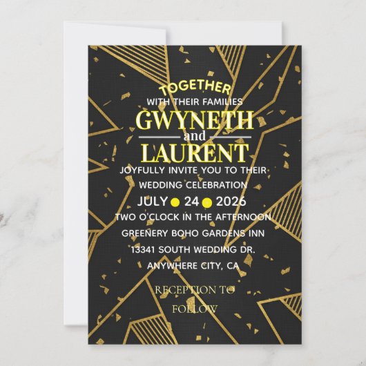 Luxury Noir Elegant Black and Gold Formal Invitati 招待状 (正面)