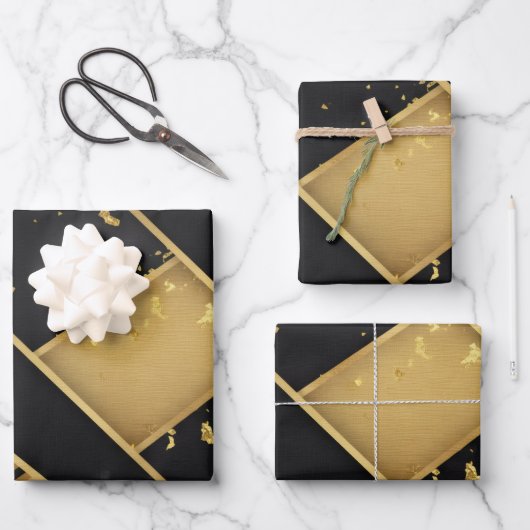 Luxury Noir Matte Black Premium ラッピングペーパーシート (正面)