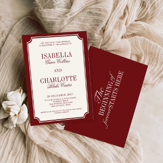 Luxury Old Money Burgundy Timeless Wedding 招待状
