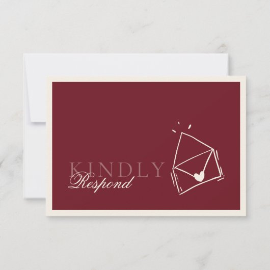 Luxury Old Money Dark Red Hand drawn Wedding RSVP (裏面)
