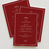 Luxury Old Money Maroon Wedding Menu メニュー