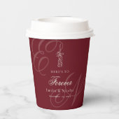 Luxury Old Money Monogram Red Calligraphy Wedding 紙コップ (裏面)