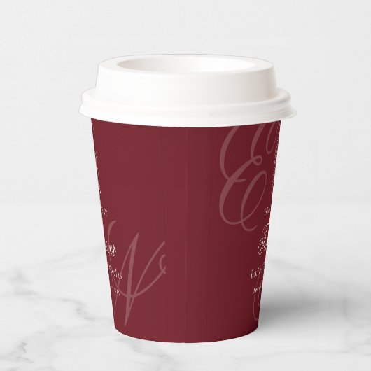 Luxury Old Money Monogram Red Calligraphy Wedding 紙コップ (右)