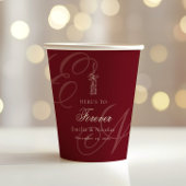 Luxury Old Money Monogram Red Calligraphy Wedding 紙コップ