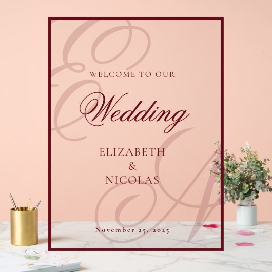 Luxury Old Money Monogram Wedding Welcome アクリルサイン (ウェディング)