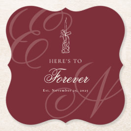 Luxury Old Money Retro Calligraphy Wedding ペーパーコースター