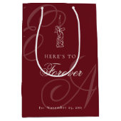 Luxury Old Money Retro Calligraphy Wedding ミディアムペーパーバッグ (正面)