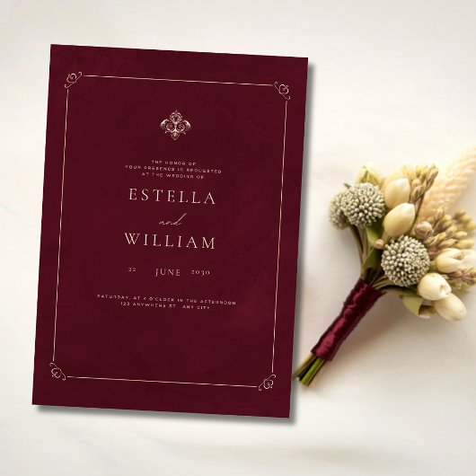 Luxury Old Money Wedding Burgundy Classic Wedding 招待状