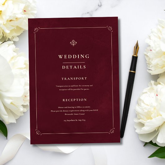 Luxury Old Money Wedding Burgundy Classic Wedding 招待状