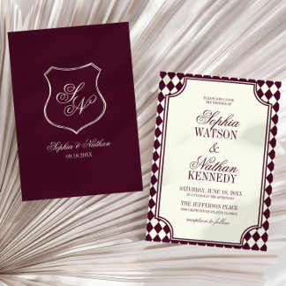 Luxury Old Money Wine Vintage Ivory Wedding 招待状