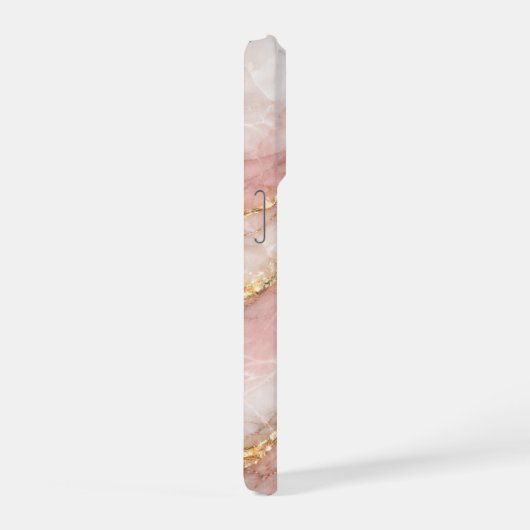 Luxury Opalescent White/Pink Marble Texture iPhoneケース (右側面)