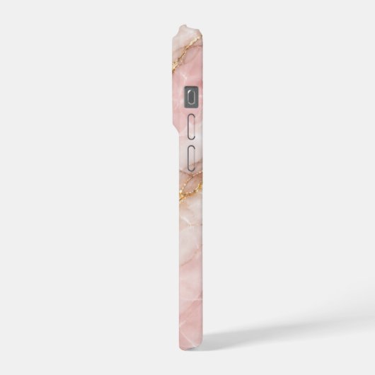 Luxury Opalescent White/Pink Marble Texture iPhoneケース (左側面)